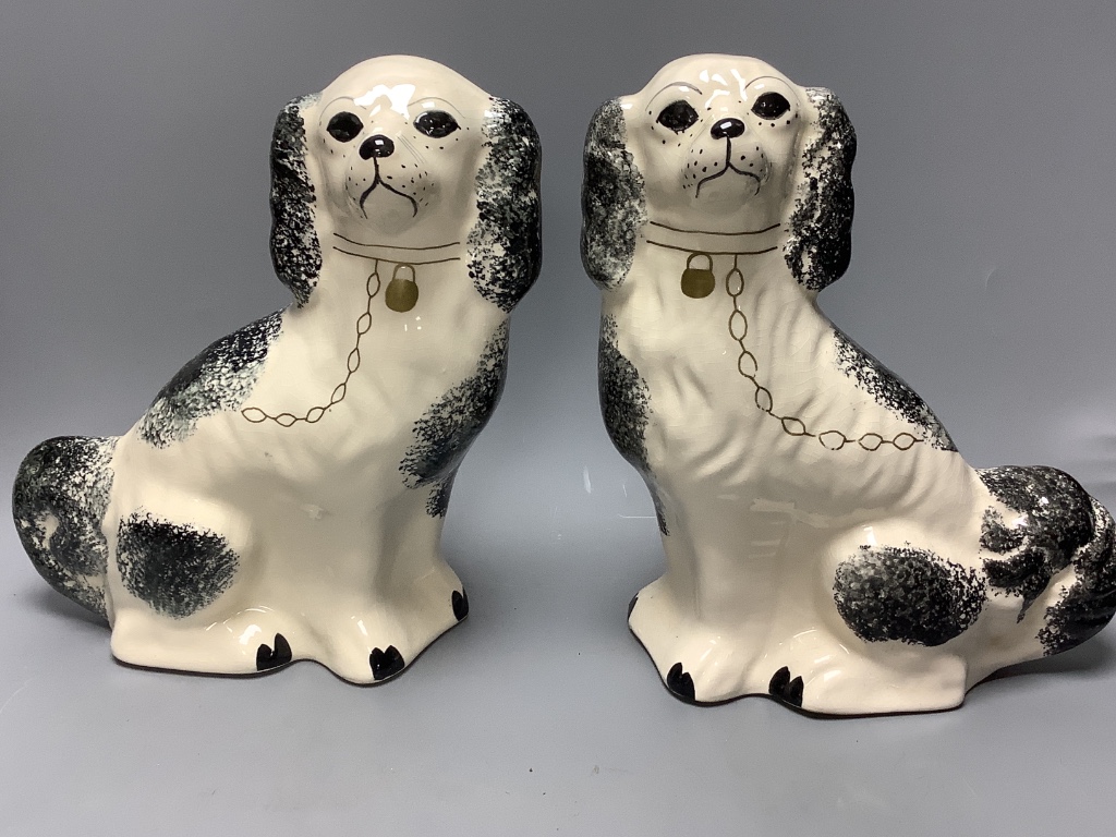 Three pairs of Staffordshire style dogs, tallest 27cm